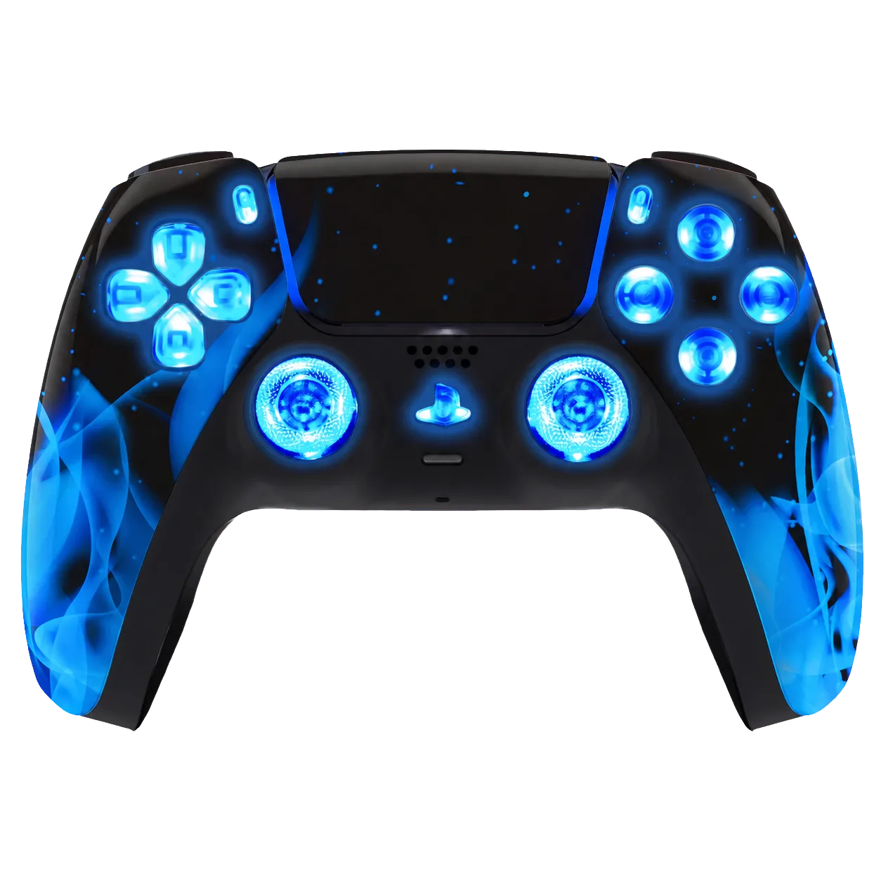 Blue Flames illuminated PlayStation 5 controller