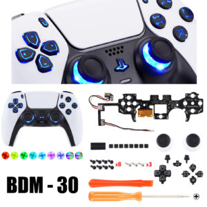 LED RGB Lights Black Button DIY KIT for PlayStation 5 Controller BDM-30 New Gen