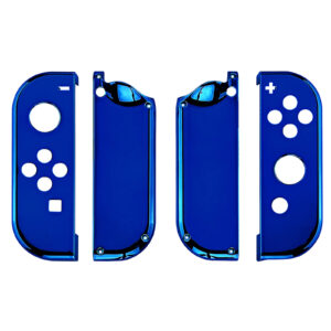 Glossy Shine Blue Chrome Front + Back Shells for Nintendo Switch Joycon & OLED