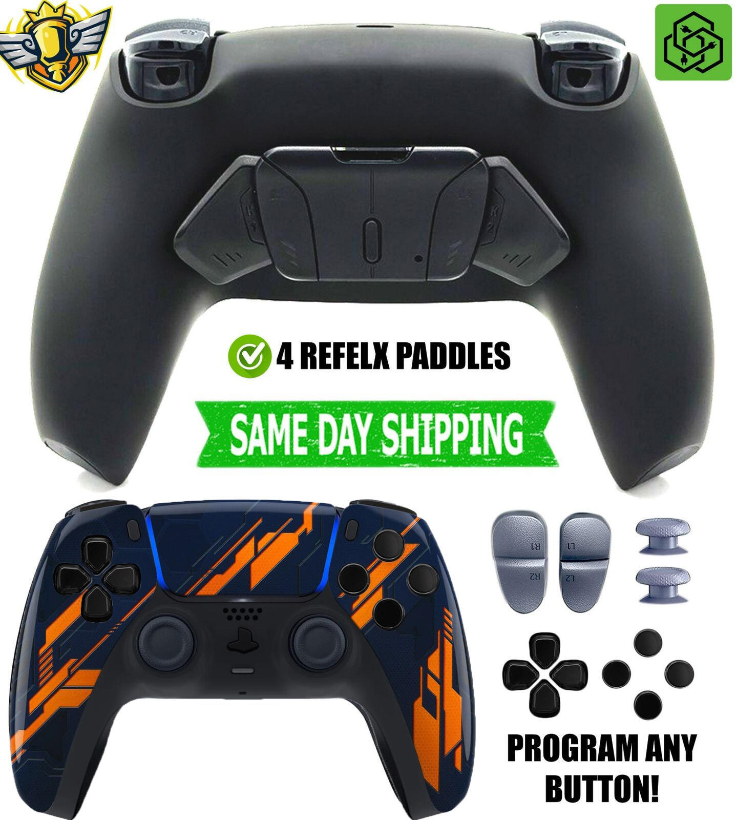Mecha Glow Pro Two Competition Reflex Paddles Silent Modz Controller for PS5 OEM