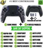 Crystal Clear Pro V4 Modded + 4 Paddles Silent Modz Wireless Controller for PS5
