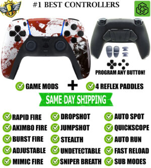 Blood Zombie Pro V4 Modded + 4 Paddles Silent Modz Wireless Controller for PS5