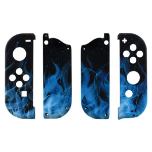 Soft Touch Blue Flames Front + Back Shells for Nintendo Switch Joycon & OLED