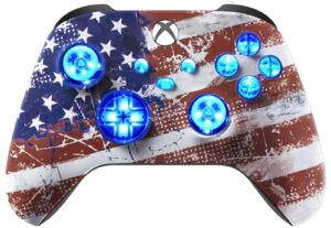 USA Flag Silent Modz LED Controller Trigger Stop Grips for Xbox Series XS One PC