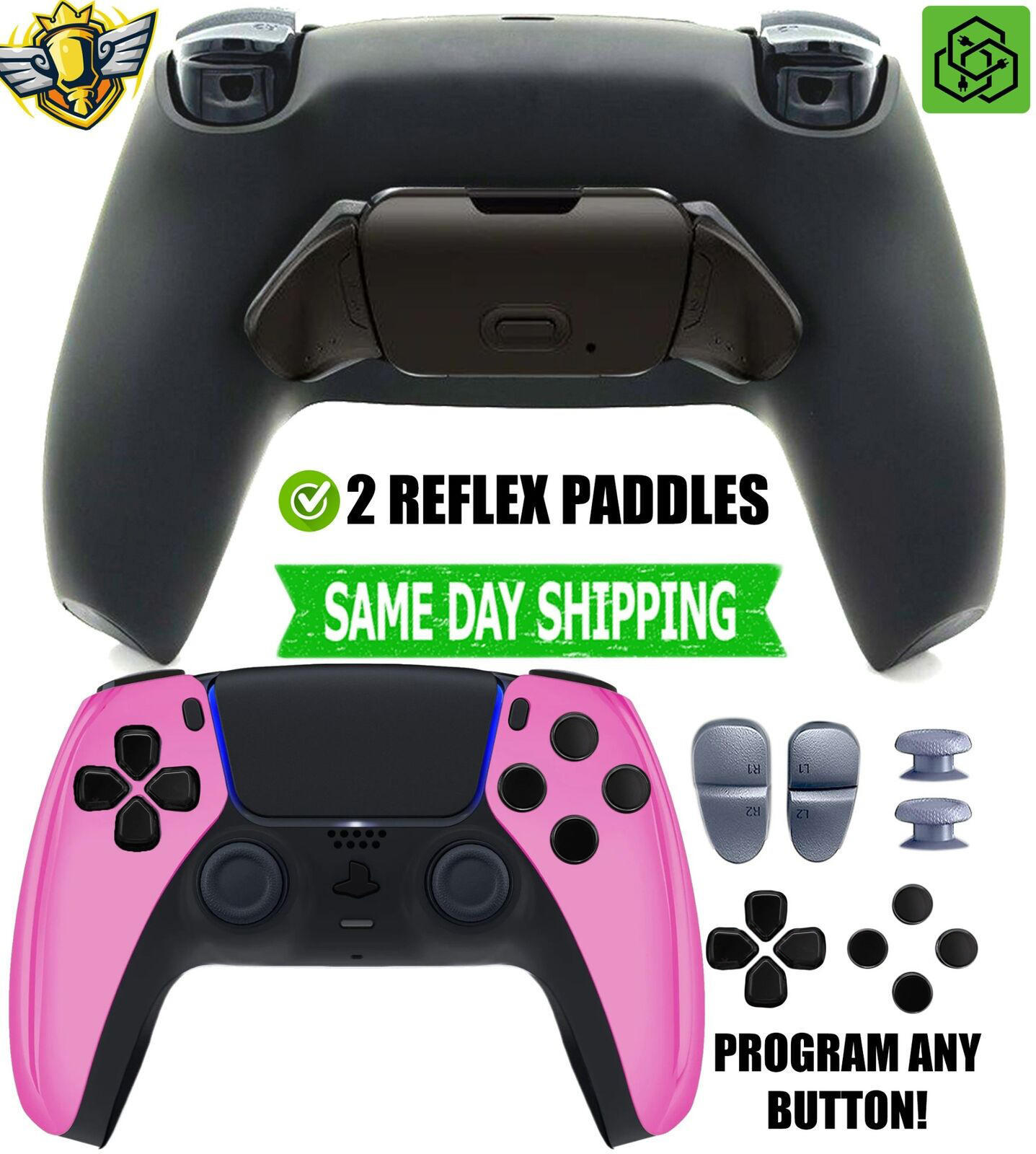 Pink Chrome Pro Two Competition Reflex Paddle Silent Modz Controller for PS5 OEM