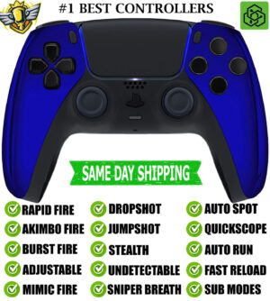 Blue Chrome Silent Modz New Rapid Fire Best Wireless Modded Controller for PS5