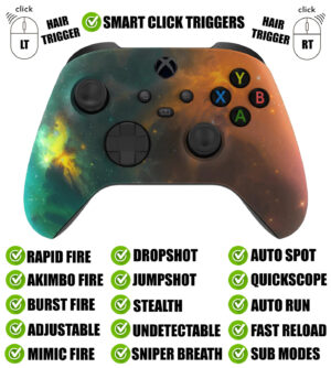 Gold Nebula Silent Modz Smart Click Triggers Modded Controller for Xbox & PC
