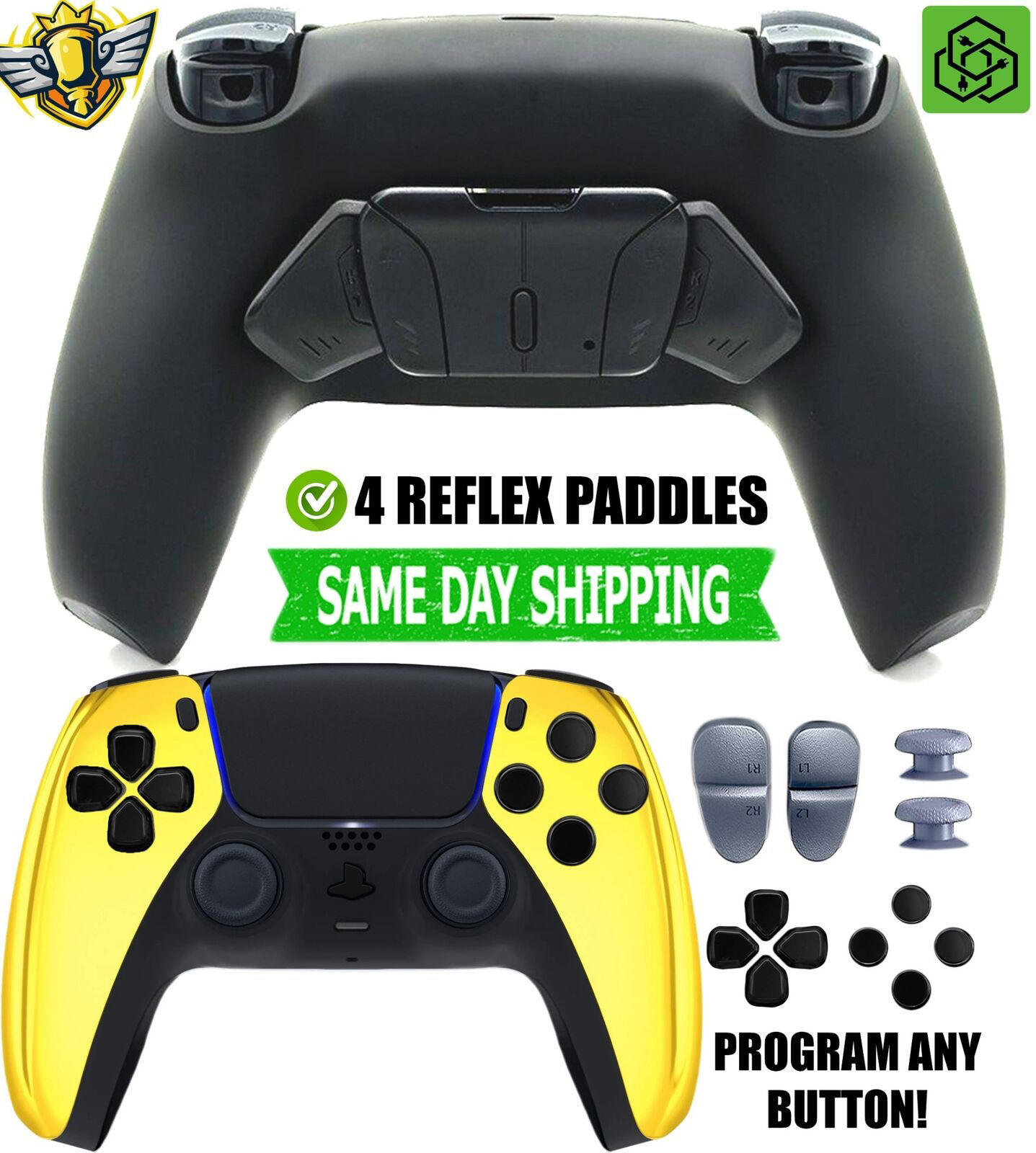 Gold Chrome Pro 4 Competition Reflex Paddles Silent Modz Controller for PS5 OEM