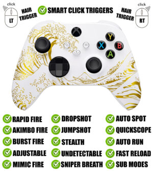Golden Wave Silent Modz Smart Click Triggers Modded Controller for Xbox & PC