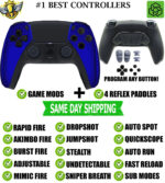 Blue Chrome Pro V4 Modded + 4 Paddles Silent Modz Wireless Controller for PS5