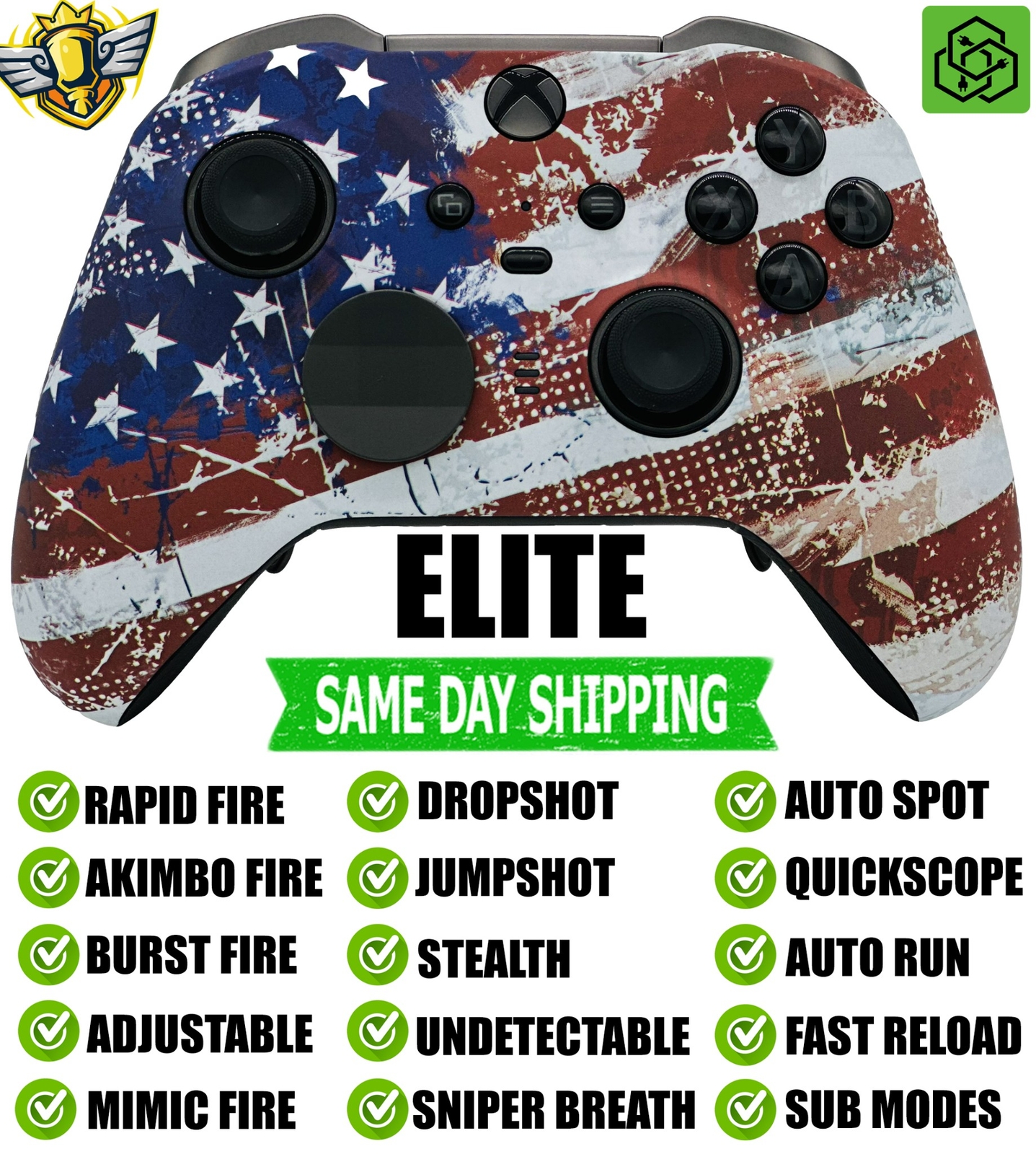 USA Flag Elite Series 2 Rapid Fire Modded Controller for Xbox Series X/S PC