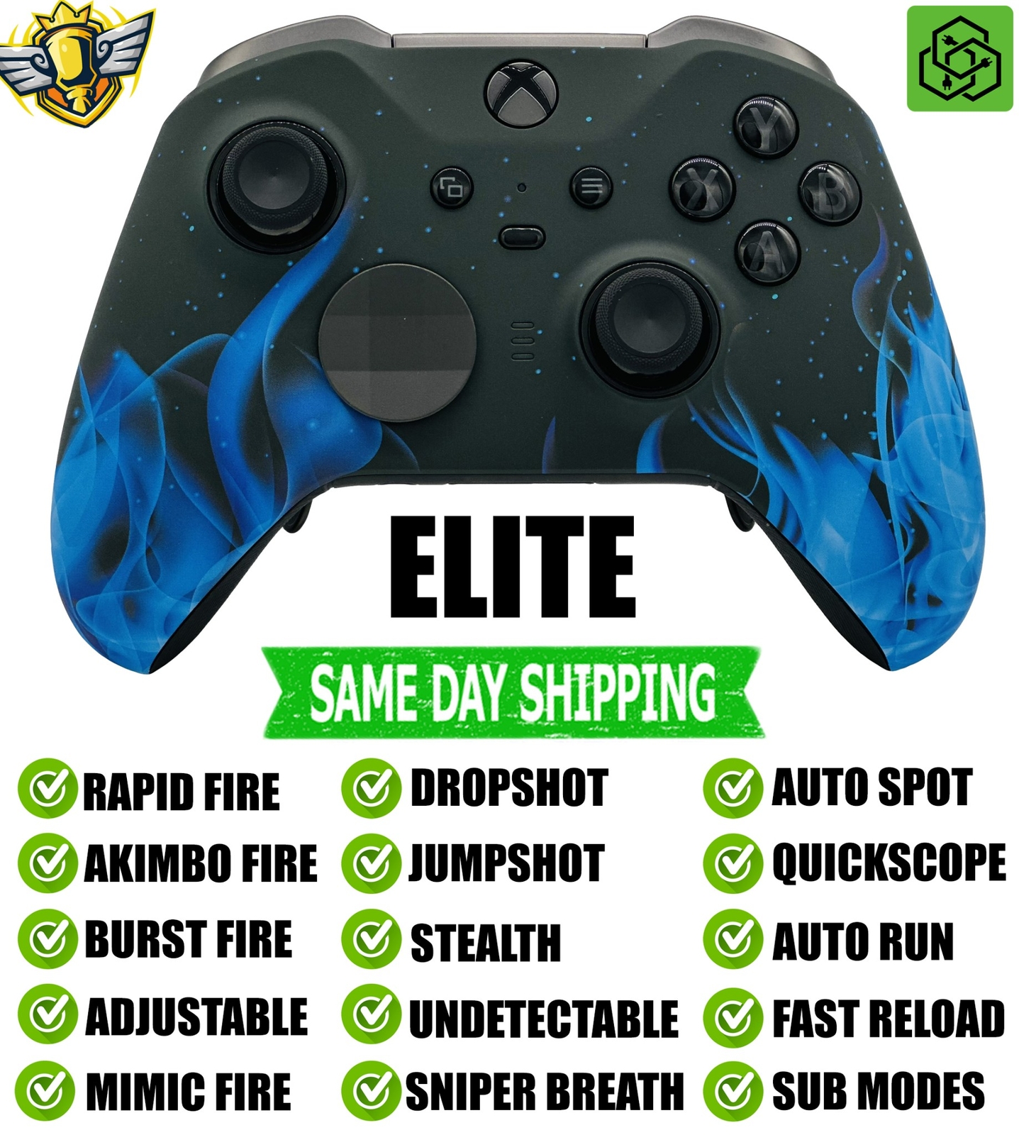 Blue Flames Elite Series 2 Rapid Fire Modded Controller for Xbox Series X/S PC