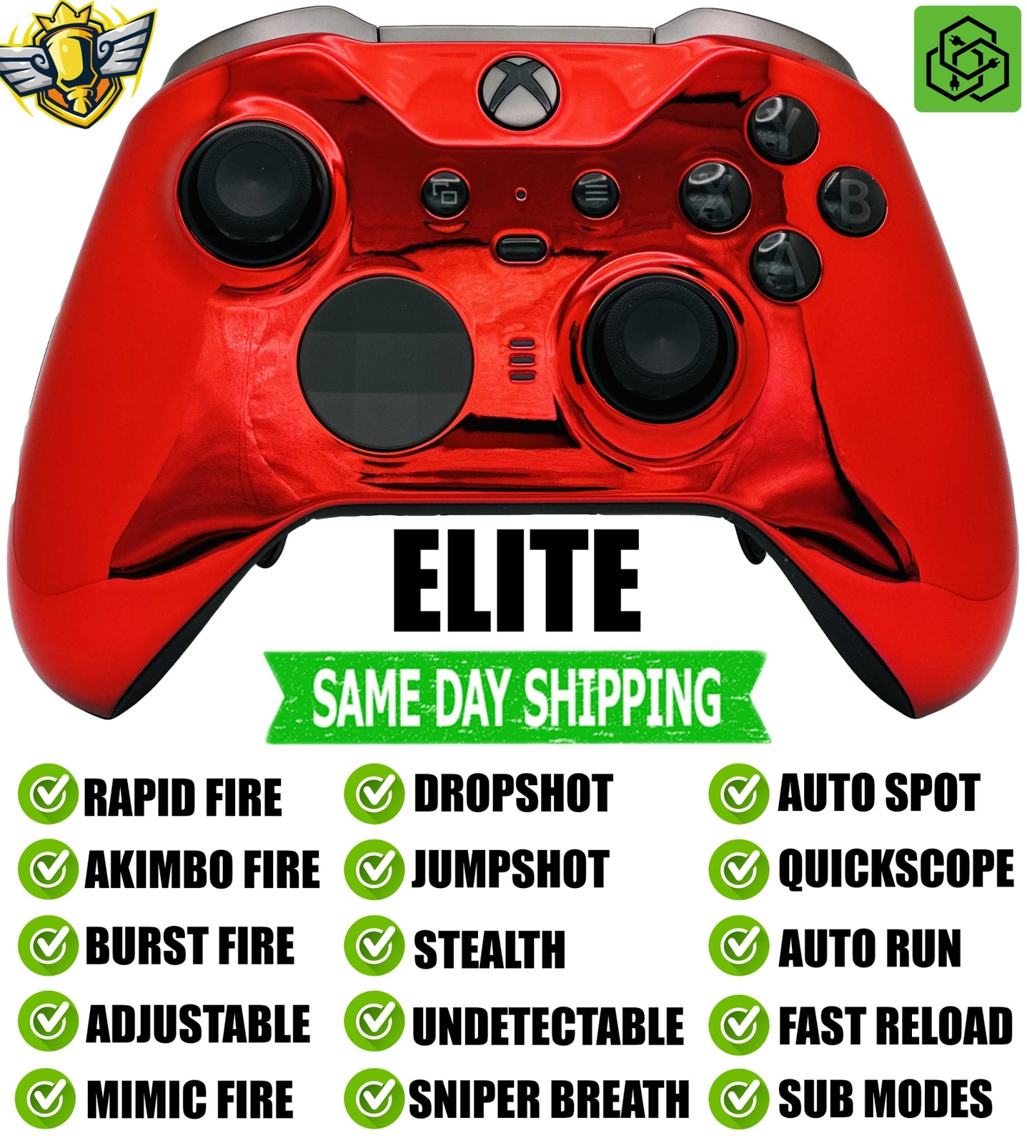 Red Chrome Elite Series 2 Rapid Fire Modded Controller for Xbox Series X/S PC