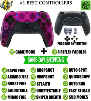 Purple Cthulhu Pro V4 Modded+4 Paddles Silent Modz Wireless Controller for PS5