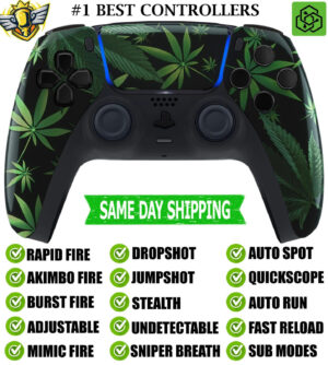 Green Weeds Silent Modz New Rapid Fire Mod Wireless Modded Controller for PS5
