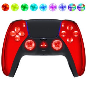 Red Chrome Silent Modz LED Light-Up Buttons Wireless Custom Controller for PS5