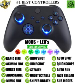MODS BUTTON LEDs Black Rapid Fire Wireless Modded Controller for Xbox Series X S