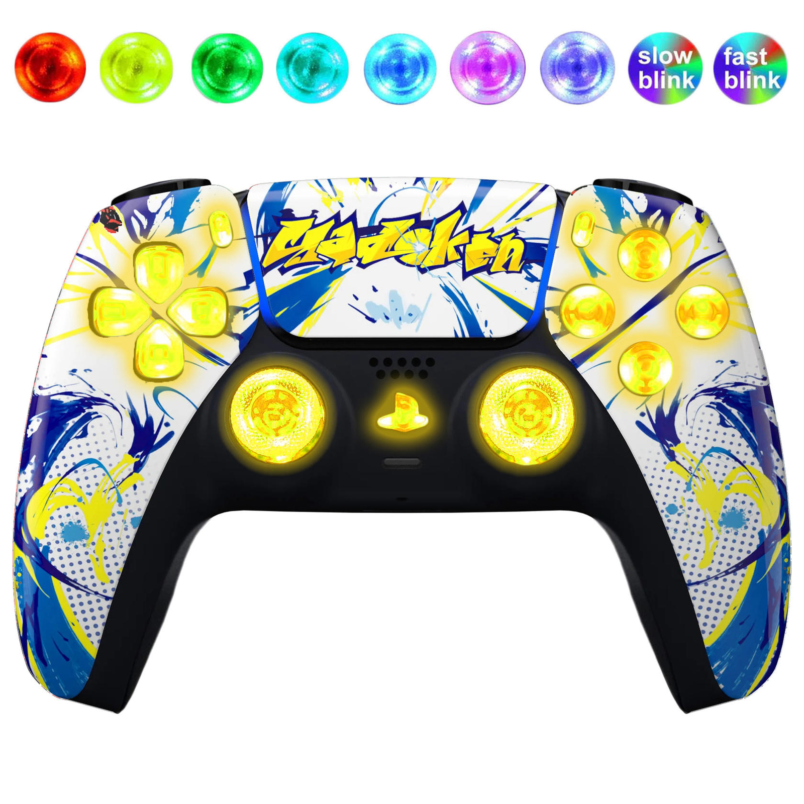 Graffiti Silent Modz LED Light Up Buttons Wireless Custom Controller for PS5