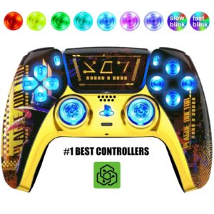 Cyber Plague Silent Modz LED Light-Up Buttons Wireless Custom Controller for PS5