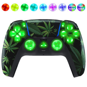 Weed Leaf Silent Modz LED Light Up Buttons Wireless Custom Controller for PS5