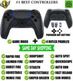 Carbon Fiber Pro V4 Modded + 4 Paddles Silent Modz Wireless Controller for PS5