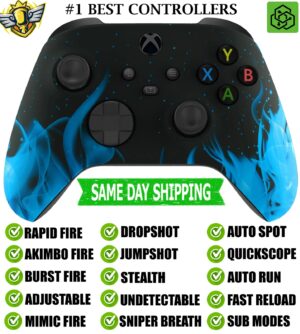 Blue Flames Silent Modz Rapid Fire Modded Controller for Xbox Series X/S One PC