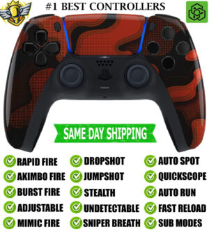 Red Black Camo Silent Modz Rapid Fire Mod Wireless Modded Controller for PS5