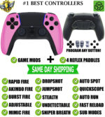Pink Chrome Pro V4 Modded+4 Paddles Silent Modz Wireless Controller for PS5