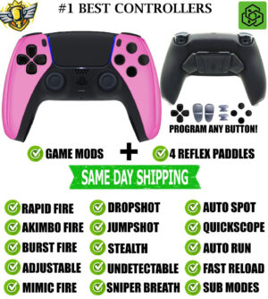 Pink Chrome Pro V4 Modded+4 Paddles Silent Modz Wireless Controller for PS5