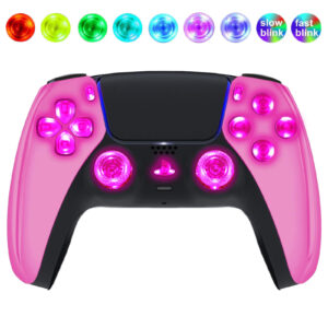 Pink Chrome Silent Modz LED Light Up Buttons Wireless Custom Controller for PS5