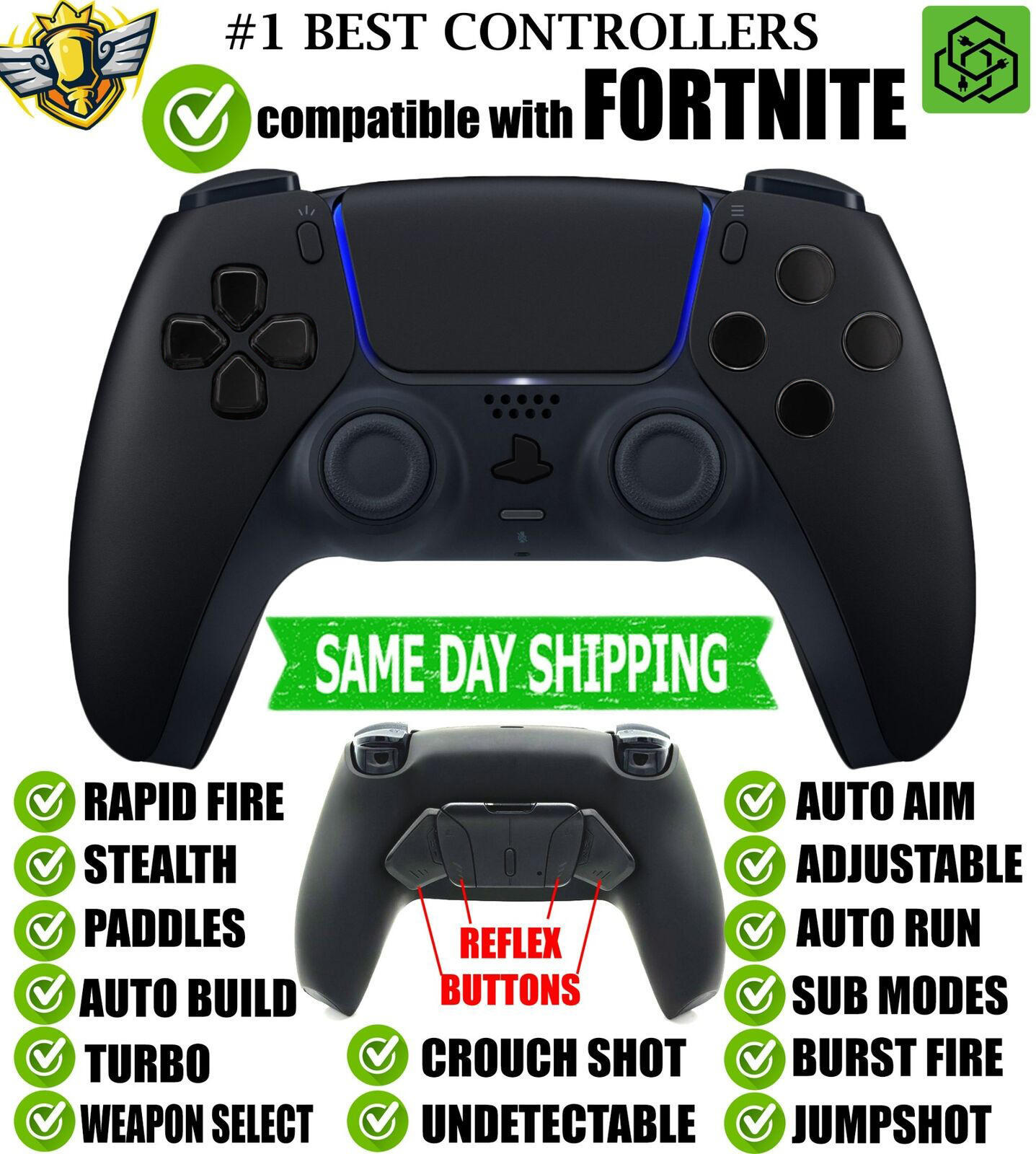 Pro Modded Controller for Fortnite Silent Modz Rapid Fire Remap Paddles for PS5