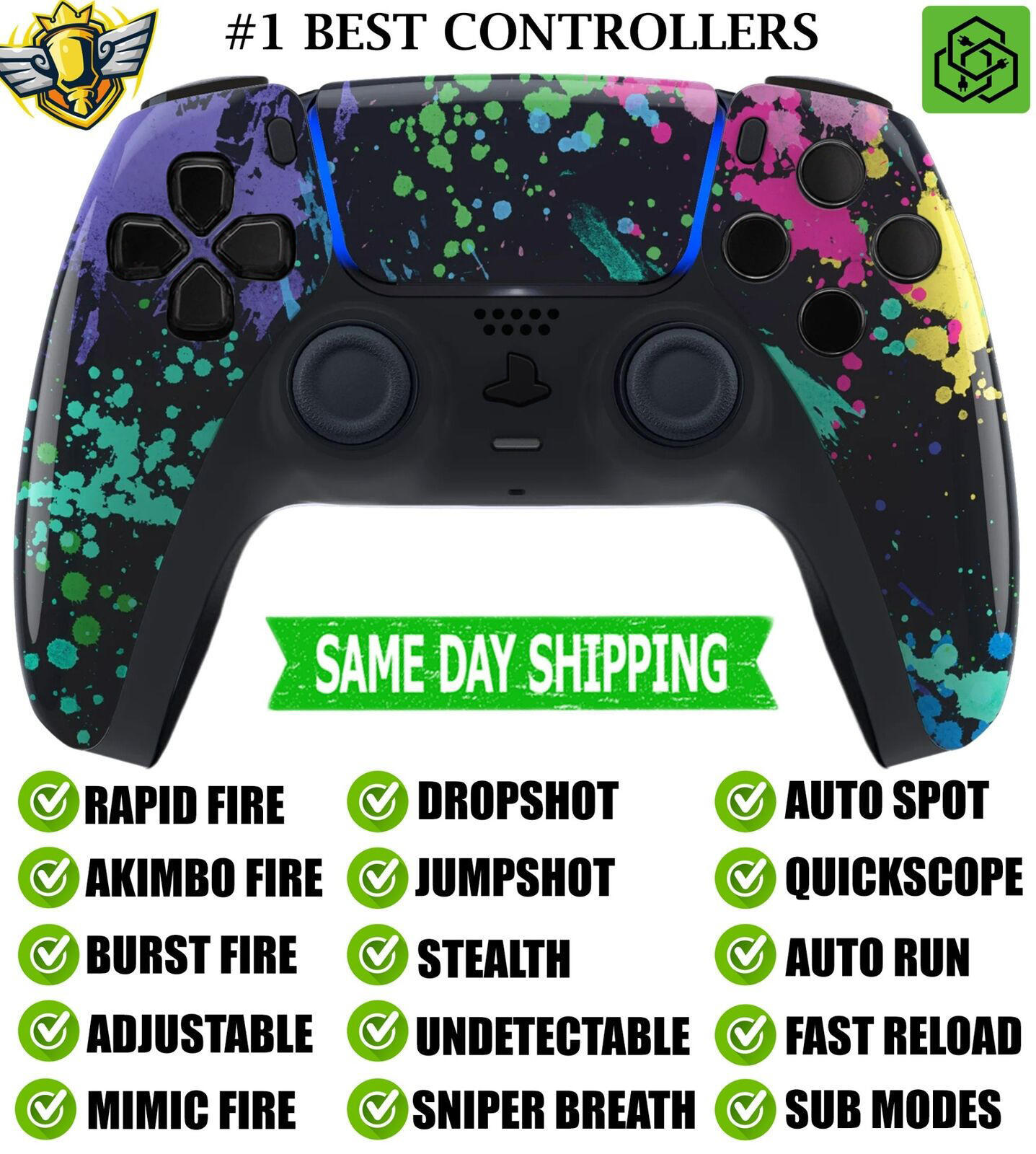 Glossy Watercolor Silent Modz Rapid Fire Mod Wireless Modded Controller for PS5