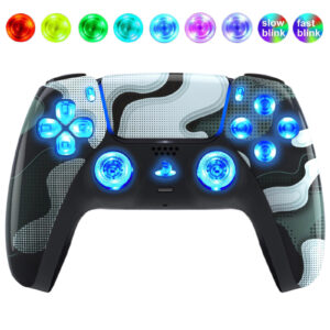White Digital Silent Modz LED Light Up Button Wireless Custom Controller for PS5