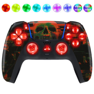 Cyber Skull Silent Modz LED Light Up Buttons Wireless Custom Controller for PS5