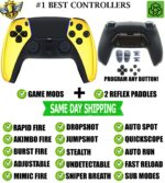 Gold Chrome V2 Pro Modded + 2 Reflex Paddles Silent Modz Controller for PS5 OEM