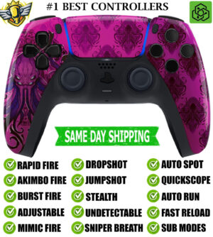 Purple Cthulhu Silent Modz Rapid Fire Mod Wireless Modded Controller for PS5