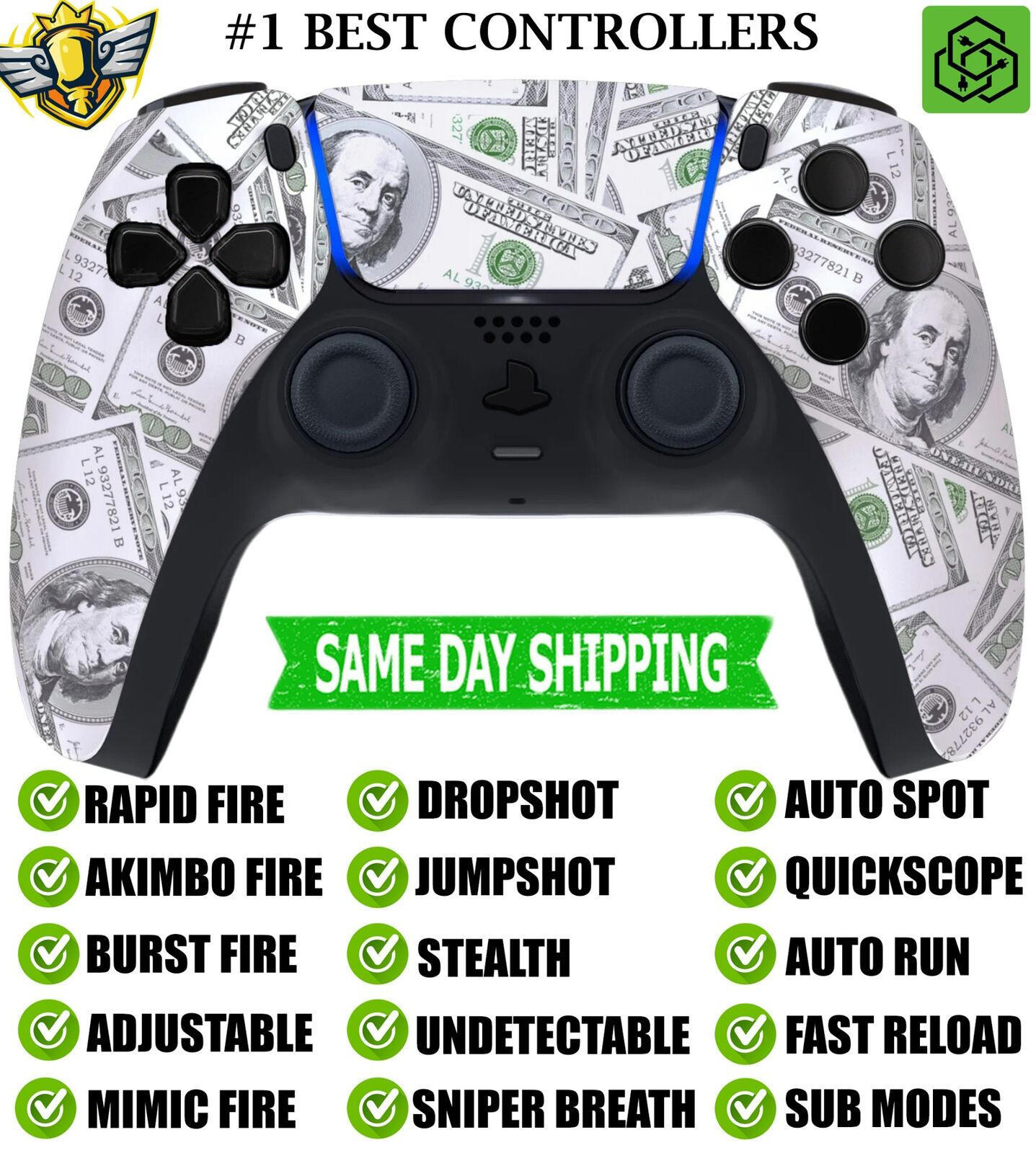 Soft Touch Big Money Silent Modz Rapid Fire Wireless Modded Controller for PS5