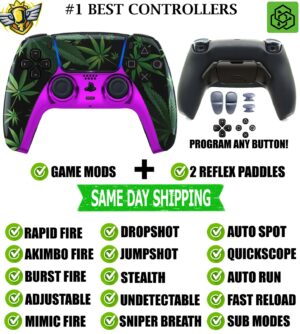 Purple Haze V2 Pro Modded + 2 Reflex Paddles Silent Modz Controller for PS5 OEM