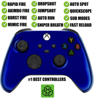 Blue Chrome Silent Modz Rapid Fire Wireless Modded Controller for Xbox Series XS