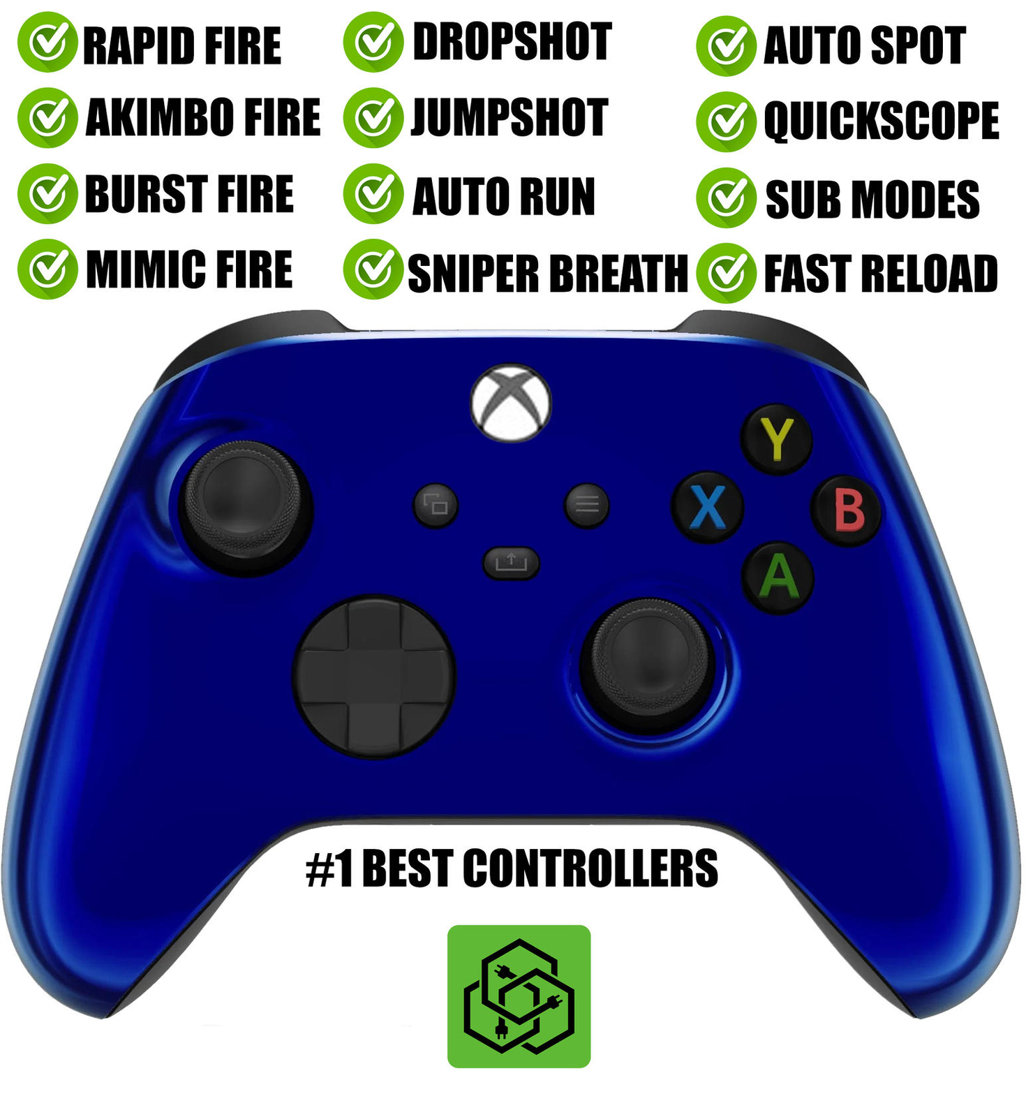 Blue Chrome Silent Modz Rapid Fire Wireless Modded Controller for Xbox Series XS