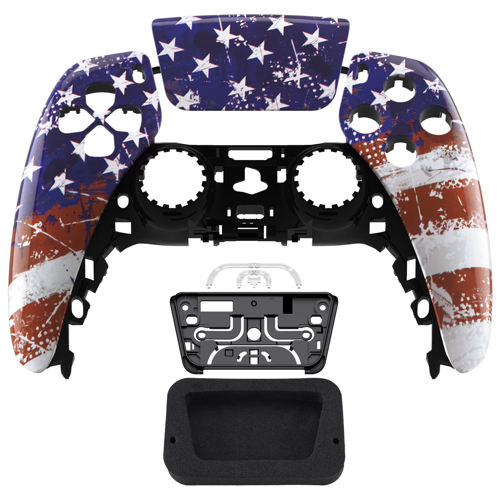 Glossy USA Flag Faceplate Front Shell Case compatible with PS5 Controller