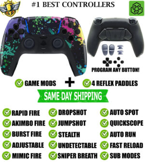 Water Color Pro V4 Modded+4 Paddles Silent Modz Wireless Controller for PS5