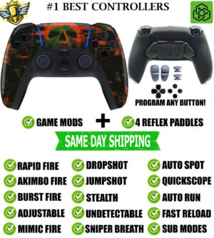 Cyber Skull Pro V4 Modded + 4 Paddles Silent Modz Wireless Controller for PS5