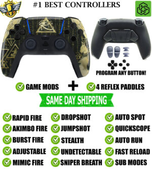 Eye of the God Pro V4 Modded + 4 Paddles Silent Modz Wireless Controller for PS5