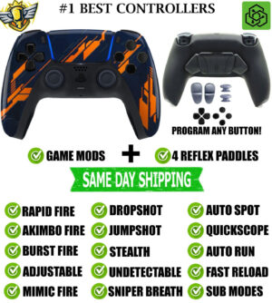 Glow in the Dark Mecha Pro V4 Modded+4 Paddles Silent Modz Controller for PS5