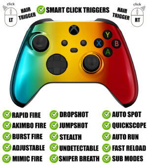 Chrome Gradient Silent Modz Smart Click Triggers Modded Controller for Xbox & PC