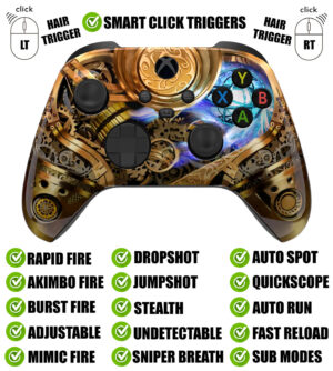 Steam Punk Silent Modz Smart Click Triggers Modded Controller for Xbox & PC