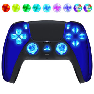 Blue Chrome Silent Modz LED Light Up Buttons Wireless Custom Controller for PS5