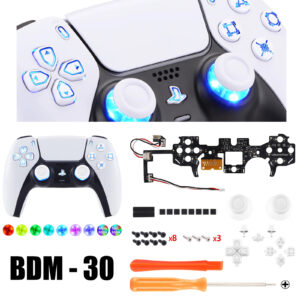 LED RGB Lights White Buttons DIY KIT for PlayStation 5 Controller BDM-30 New Gen