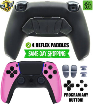 Pink Chrome Pro 4 Competition Reflex Paddles Silent Modz Controller for PS5 OEM